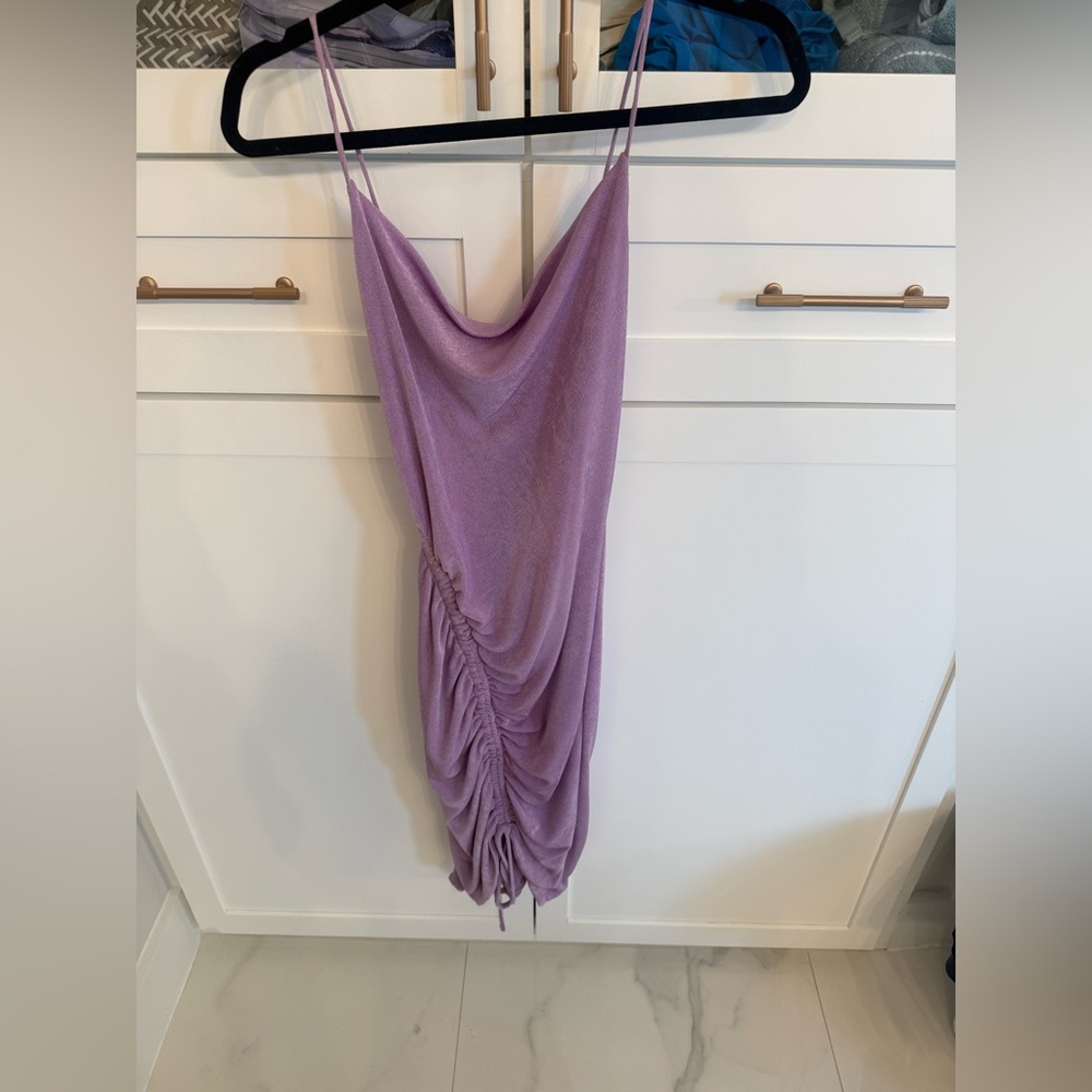 Beautiful lilac sexy side scrunch dress